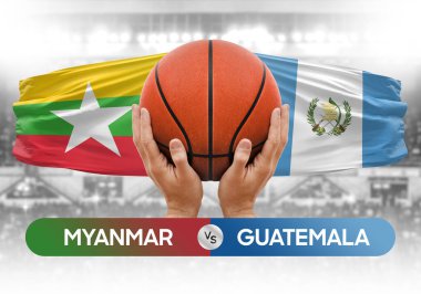 Myanmar, Guatemala milli basketbol takımlarına karşı basketbol topu yarışma kupası konsepti