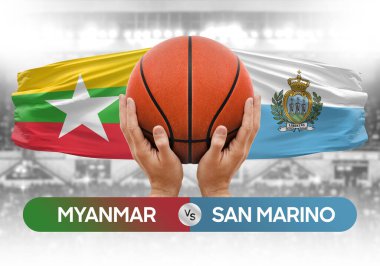 Myanmar, San Marino milli basketbol takımlarına karşı basketbol topu yarışma kupası konsepti