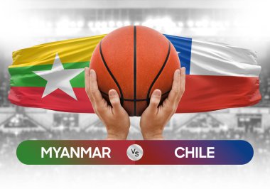 Myanmar, Şili milli basketbol takımlarına karşı basketbol topu yarışma kupası konsepti