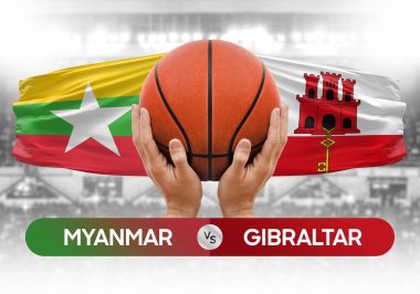 Myanmar, Cebelitarık 'a karşı milli basketbol takımları basketbol topu yarışma kupası konsepti