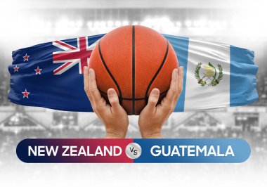 Yeni Zelanda, Guatemala milli basketbol takımlarına karşı basketbol topu yarışma kupası konsepti