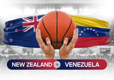 Yeni Zelanda, Venezuela 'ya karşı milli basketbol takımları basketbol topu yarışma kupası konsepti