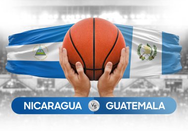 Nikaragua, Guatemala milli basketbol takımlarına karşı basketbol topu yarışma kupası konsepti