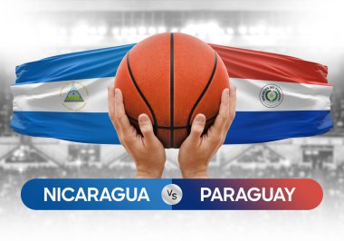 Nikaragua, Paraguay 'a karşı milli basketbol takımları basketbol topu yarışma kupası konsepti