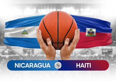 Nikaragua, Haiti milli basketbol takımlarına karşı basketbol topu yarışma kupası konsepti