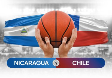 Nikaragua, Şili milli basketbol takımlarına karşı basketbol topu yarışma kupası konsepti