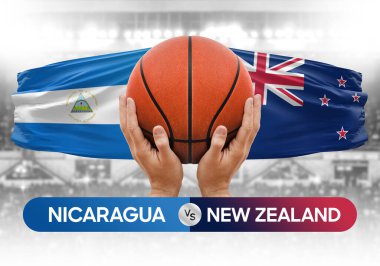 Nikaragua, Yeni Zelanda milli basketbol takımlarına karşı basketbol topu yarışma kupası konsepti