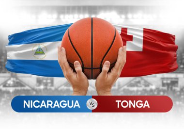 Nikaragua, Tonga 'ya karşı milli basketbol takımları basketbol maçı kupası konsepti