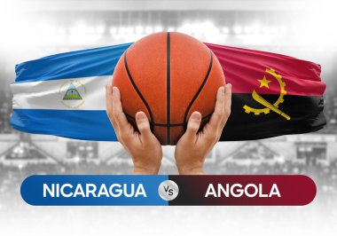 Nikaragua, Angola 'ya karşı milli basketbol takımları basketbol maçı kupası konsepti