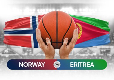 Norveç Eritre 'ye karşı milli basketbol takımları basketbol topu yarışma kupası konsepti imajı