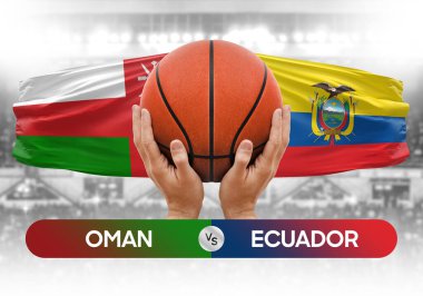 Umman Ekvador 'a karşı milli basketbol takımları basketbol topu yarışma kupası konsepti imajı