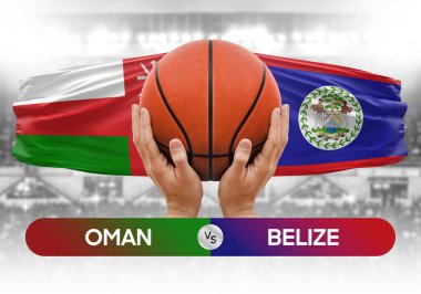 Umman, Belize 'ye karşı milli basketbol takımları basketbol topu yarışma kupası konsepti