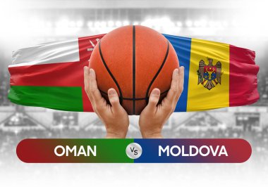 Umman, Moldova milli basketbol takımlarına karşı basketbol topu yarışma kupası konsepti imajı