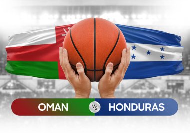 Umman, Honduras milli basketbol takımlarına karşı basketbol topu yarışma kupası konsepti imajı