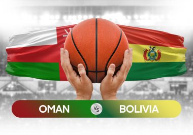 Umman, Bolivya 'ya karşı milli basketbol takımları basketbol maçı kupası konsepti imajı