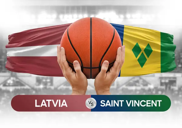 Letonya - Saint Vincent Grenadines Milli Basketbol Takımı basketbol topu yarışma kupası konsepti