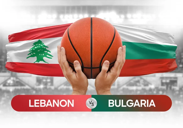 Lübnan, Bulgaristan milli basketbol takımlarına karşı basketbol topu yarışma kupası konsepti imajı