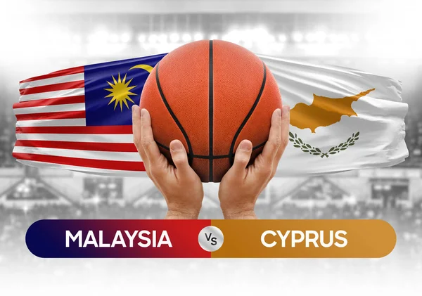 Malaysia vs Cyprus national basketball teams basket ball match competition cup concept image