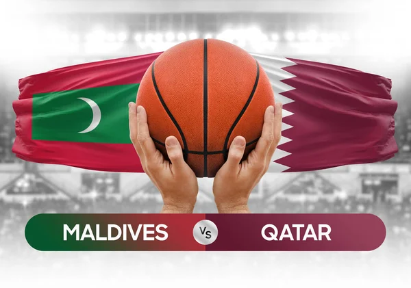 Maldives vs Qatar national basketball teams basket ball match competition cup concept image