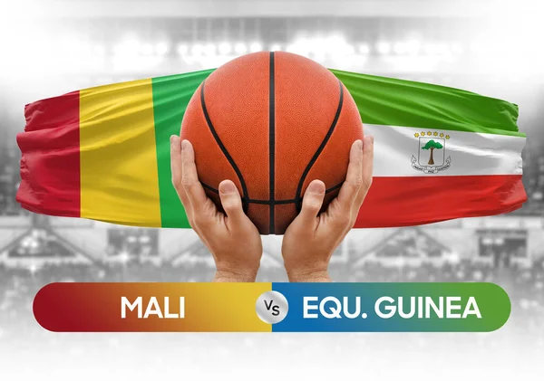 Mali Ekvator Ginesine karşı milli basketbol takımları basket topu yarışma kupası konsepti imajı