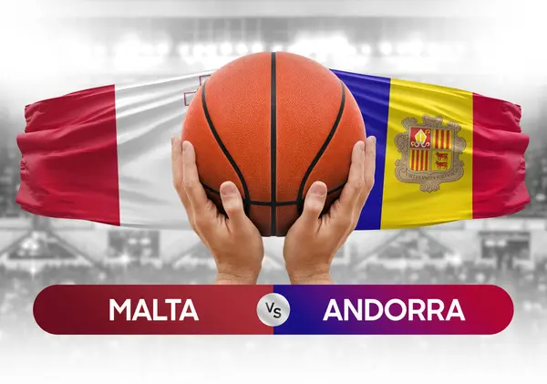 stock image Malta vs Andorra national basketball teams basket ball match competition cup concept image