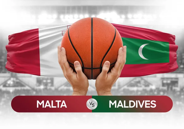 Malta Maldivler 'e karşı milli basketbol takımları basketbol topu yarışma kupası konsepti imajı