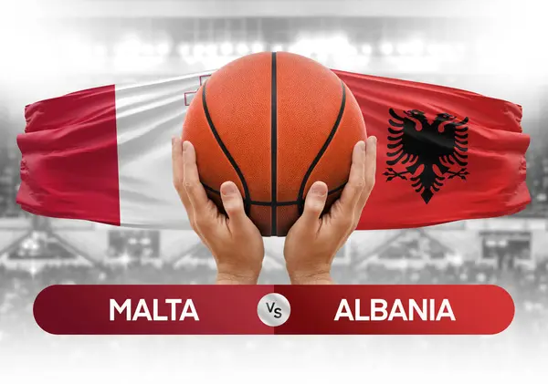 stock image Malta vs Albania national basketball teams basket ball match competition cup concept image