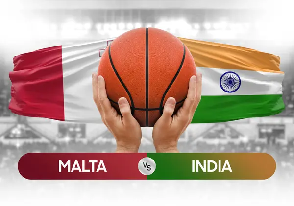 stock image Malta vs India national basketball teams basket ball match competition cup concept image