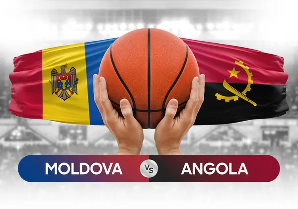 stock image Moldova vs Angola national basketball teams basket ball match competition cup concept image