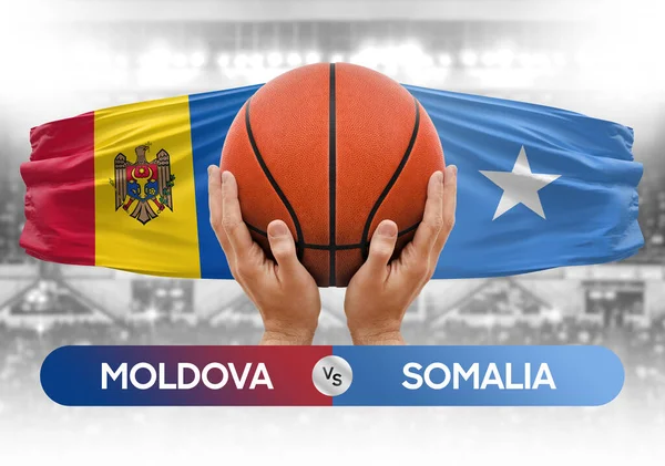 Moldova, Somali milli basketbol takımlarına karşı basketbol topu yarışma kupası konsepti imajı