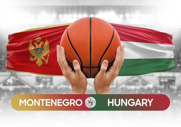 stock image Montenegro vs Hungary national basketball teams basket ball match competition cup concept image