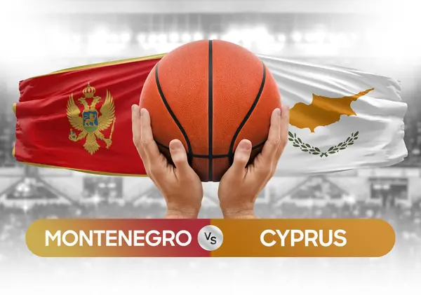 Montenegro vs Cyprus national basketball teams basket ball match competition cup concept image