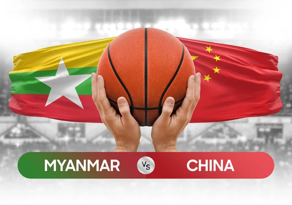 Myanmar, Çin milli basketbol takımlarına karşı basketbol topu yarışma kupası konsepti imajı