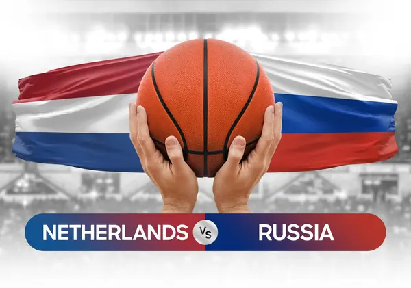 stock image Netherlands vs Russia national basketball teams basket ball match competition cup concept image