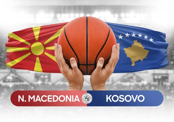 Kuzey Makedonya, Kosova milli basketbol takımlarına karşı basketbol topu yarışma kupası konsepti imajı