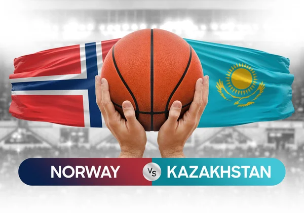 stock image Norway vs Kazakhstan national basketball teams basket ball match competition cup concept image