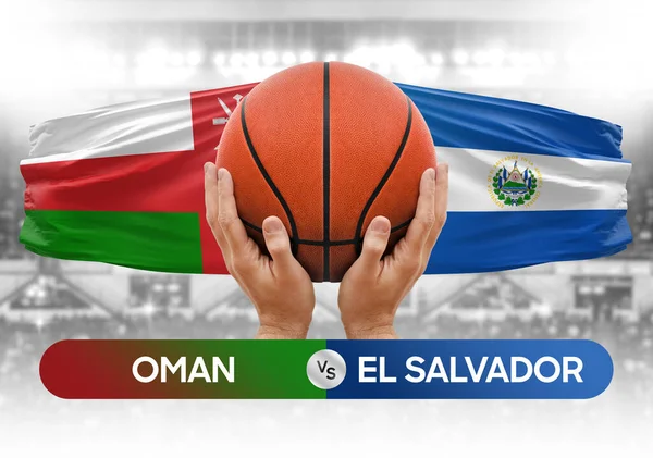 Umman, El Salvador 'a karşı milli basketbol takımları basketbol maçı kupası konsepti