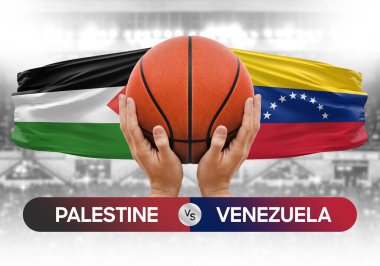 Filistin, Venezuela 'ya karşı milli basketbol takımları basketbol maçı kupası konsepti