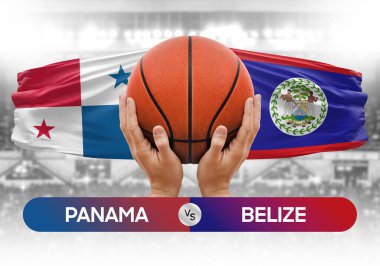 Panama, Belize Millî Basketbol Takımı 'na karşı basketbol topu yarışma kupası konsepti