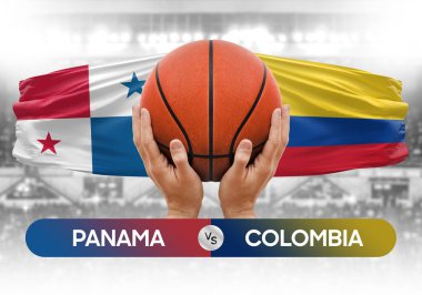 Panama Kolombiya 'ya karşı milli basketbol takımları basketbol topu yarışma kupası konsepti imajı