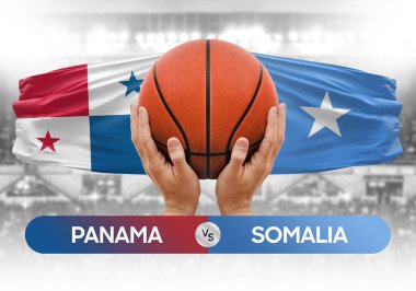 Panama, Somali milli basketbol takımlarına karşı basketbol topu yarışma kupası konsepti imajı