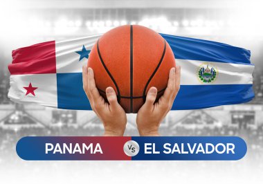Panama, El Salvador 'a karşı milli basketbol takımları basketbol maçı kupası konsepti