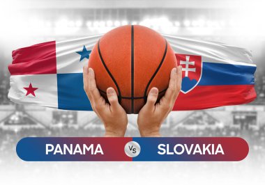 Panama, Slovakya milli basketbol takımlarına karşı basketbol topu yarışma kupası konsepti imajı