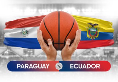 Paraguay, Ekvador milli basketbol takımlarına karşı basketbol topu yarışma kupası konsepti
