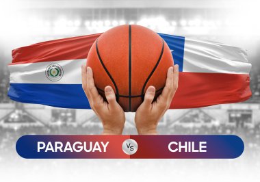 Paraguay, Şili milli basketbol takımlarına karşı basketbol topu yarışma kupası konsepti