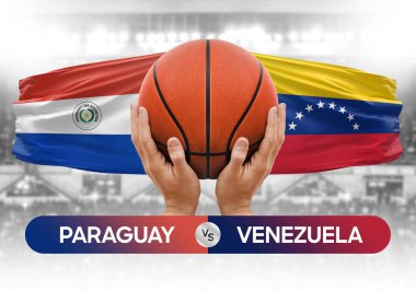 Paraguay, Venezuela 'ya karşı milli basketbol takımları basketbol topu yarışma kupası konsepti