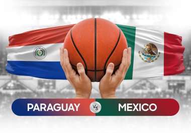 Paraguay, Meksika milli basketbol takımlarına karşı basket topu yarışma kupası konsepti