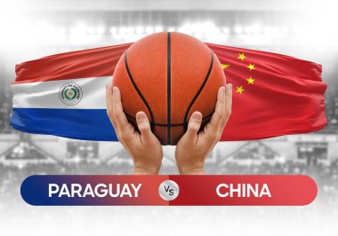 Paraguay, Çin milli basketbol takımlarına karşı basketbol topu yarışma kupası konsepti