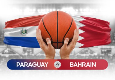 Paraguay Bahreyn 'e karşı milli basketbol takımları basketbol topu yarışma kupası konsepti