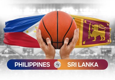 Filipinler, Sri Lanka Millî Basketbol Takımı 'na karşı basketbol topu yarışma kupası konsepti